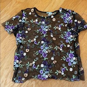 floral mesh crop top